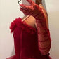 Rotes sexy langes Hosenträger-Tüll-Ballkleid, Abendkleid, Partykleid, NV2236