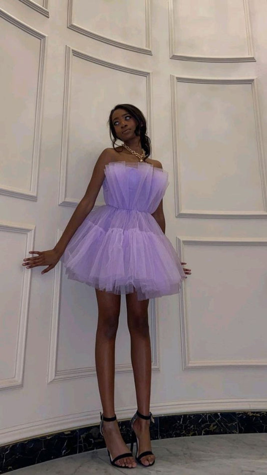 Robe de soirée en tulle violet à la mode, jolie robe courte en tulle, élégante, robe de bal, robe de soirée, robe de soirée nv3294