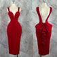 Red V-neck wide straps stylish elegant long ball gown evening dress party dress nv3160