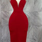 Red V-neck wide straps stylish elegant long ball gown evening dress party dress nv3160