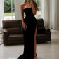 Black fashion elegant mermaid fishtail slim fit long satin ball gown evening dress party dress nv88