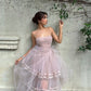 Pink Spaghetti Strap Fashion Short Tulle Prom Dress Evening Dress Homecoming Dress Party Dress nv3012