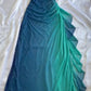 Robe de soirée longue en tulle vert brillant à volants et dégradé élégant nv3316