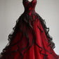 Robe de soirée longue en tulle rouge magnifique et élégante vintage nv3339