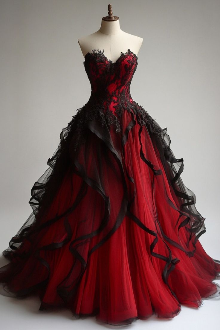 Robe de soirée longue en tulle rouge magnifique et élégante vintage nv3339