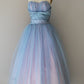 Powder blue sweet cute tube top retro fashion homecoming dress birthday party dress nv3050