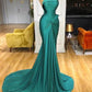 Green Elegant Charming Off-the-shoulder Mermaid Long Slim Ball Gown Evening Dress with Train nv3156