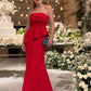 Red elegant fashion tube top off shoulder ruffles decoration long ball gown evening dress party dress nv2463