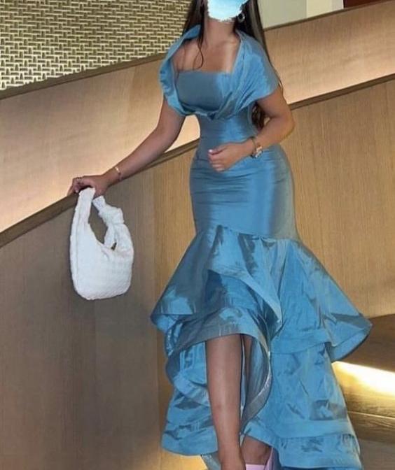 Blue Off Shoulder Mermaid Ruffle Long Evening Gown Prom Dress Party Dress nv2035