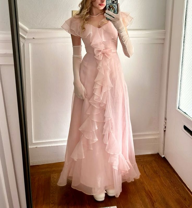 Pink sweet cute long tulle ball gown evening dress Christmas holiday party dress nv3065