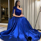 Blue one shoulder fashion simple elegant long ball gown evening dress nv3042