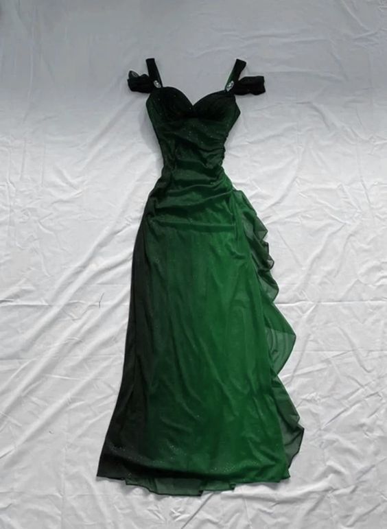 Robe de soirée longue élégante en tulle noir/rouge/vert brillant dégradé nv3315