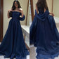 Dark blue simple elegant strapless tube top ribbon long ball gown evening dress party dress nv2488