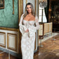 White lace sexy square neck trumpet sleeves long elegant ball gown evening dress party dress nv3225