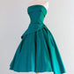 Green retro tube top short satin ball gown evening dress birthday holiday party dress nv3109