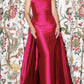 Pink simple noble and elegant strapless off-shoulder long ball gown evening dress party dress nv2523