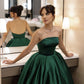 Green fashion elegant strapless off-shoulder satin long evening gown prom dress nv2548