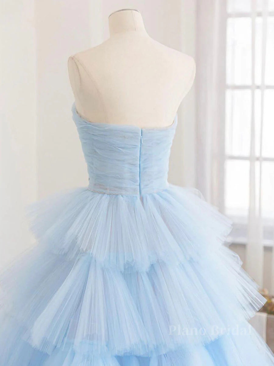 Robe de soirée longue en tulle bleu, robe de bal, robe de remise de diplôme, robe de soirée nv1862