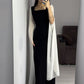 Black and white simple elegant white long tulle sleeves long ball gown evening dress party dress nv2439