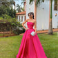 Pink Simple Elegant Strapless Long Satin Ball Gown Evening Dress Graduation Dress Birthday/Holiday Party Dress nv3083