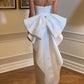 White solid color fashion simple back bow long ball gown evening dress party dress nv2530