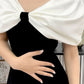 Black and White Bow Elegant A-Line Long Ball Gown Evening Dress Party Dress nv2431