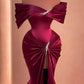 Purple gorgeous elegant exquisite beaded long satin floor-length trailing ball gown evening dress party dress nv2851