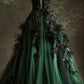 Robe de soirée élégante longue en dentelle noire magnifique et exquise verte nv3344