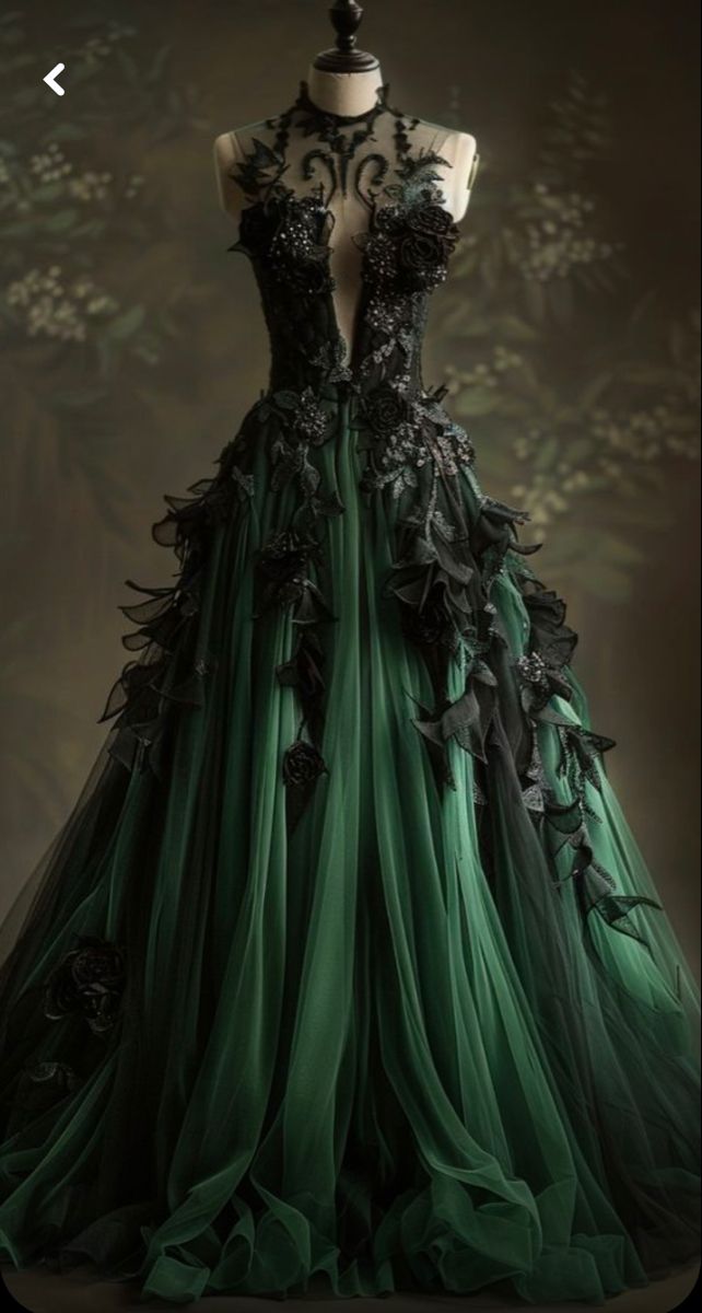 Robe de soirée élégante longue en dentelle noire magnifique et exquise verte nv3344