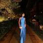 Blue simple and elegant sling long ball gown evening dress party dress ribbons galore dress to impress Slim fit dress nv2582