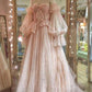 Pink gorgeous elegant exquisite lace long tulle sweet ball gown evening dress nv3387