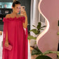 Red/Pink Lace Neckline Long Chiffon Ball Gown Evening Dress Wedding Guest Party Dress nv3199