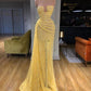 Yellow luxury shiny elegant long sequined ball gown evening dress party dress nv3478