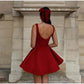 Burgundy Square Neck Mini Dress Sexy High Waist Party Dress Homecoming Dress Prom Dress nv2088