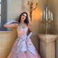 Pink Gorgeous Elegant Sweet Strapless Rhinestone Decorated Long Satin Ball Gown Evening Dress nv2766