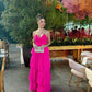 Pink Fashion Elegant Sweetheart Strapless Off-shoulder Tulle Layered Long Ball Gown Evening Dress Party Dress nv2507