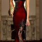 Red/silver gorgeous elegant beaded lace applique sexy classy satin ball gown evening dress nv3398