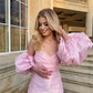 Pink Lantern Sleeve Off-the-shoulder Homecoming Dress Party Dress Birthday Dress nv2219