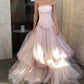 Light pink tulle elegant long ball gown evening dress bridal shower guest dress nv268