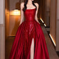 Red Mermaid Off-the-shoulder Sequined A-line Long Slit Ball Gown Evening Gown Party Dress nv2515