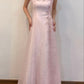 Pink Spaghetti Strap Tulle Long Ball Gown Evening Dress nv2808