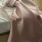 Blue/Pink Charming Sweet Long Elegant Satin Ball Gown Evening Dress with Sequin Sleeves nv3169