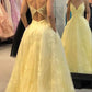 Yellow Fashion Elegant Exquisite Lace Long Ball Gown Evening Gown Party Dress nv3522