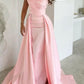 Pink One Shoulder Fashion Elegant Long Satin Ball Gown Evening Dress nv3139