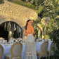 Robe de soirée longue en tulle et dentelle blanche à col en V et élégante robe d'invité de mariage nv3335