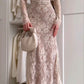 Off-white Elegant Lace Bodycon Dress Long Birthday Party Dress Evening Dress Maxi Dress nv2728