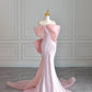 Pink Elegant Long Mermaid Slim Fit Tulle Ball Gown Evening Dress Party Dress nv3252