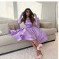 Purple Strapless Satin A-Line Short Prom Dress Homecoming Dress Birthday Dress Evening Dress nv2108