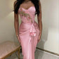 Pink Gorgeous Exquisite Strapless Sweetheart Neck Beaded Pleated Long Ball Gown Evening Dress Prom Dress nv3229