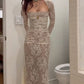 Off-white Elegant Lace Bodycon Dress Long Birthday Party Dress Evening Dress Maxi Dress nv2728